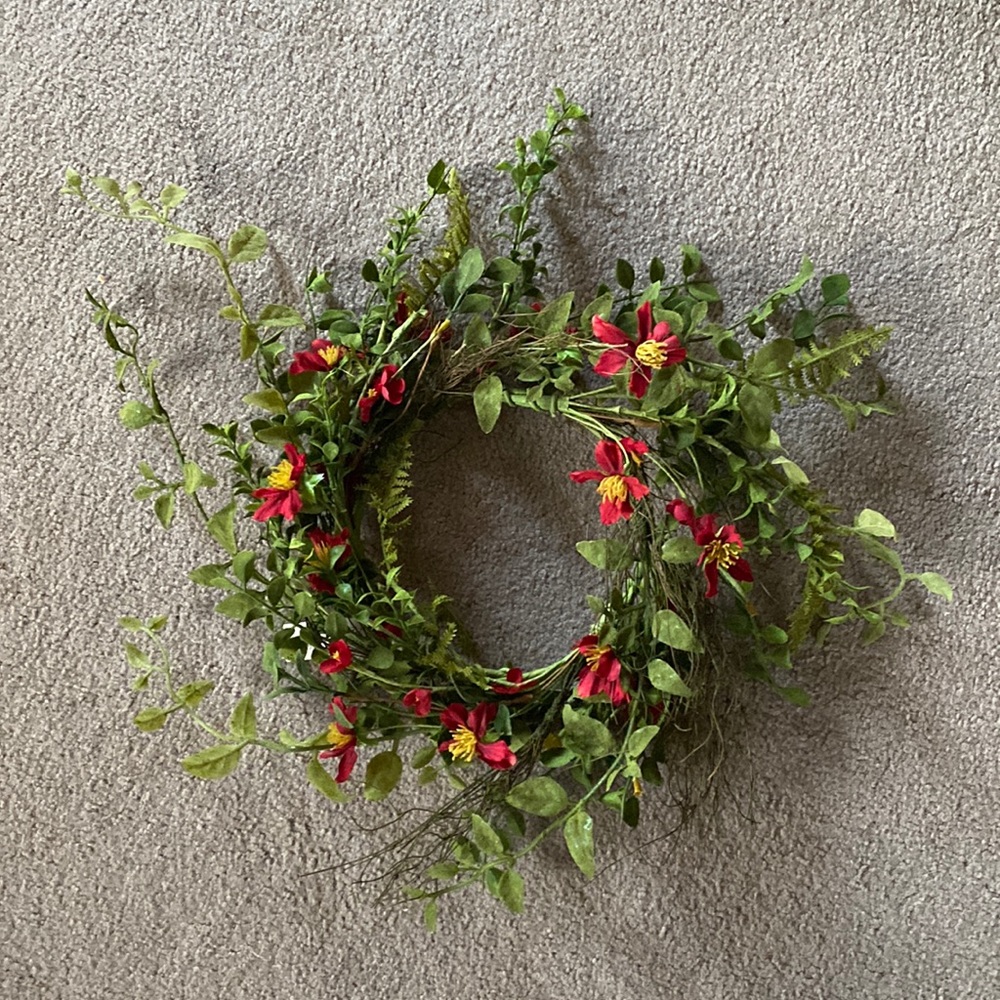 Red Wreath with Greenery